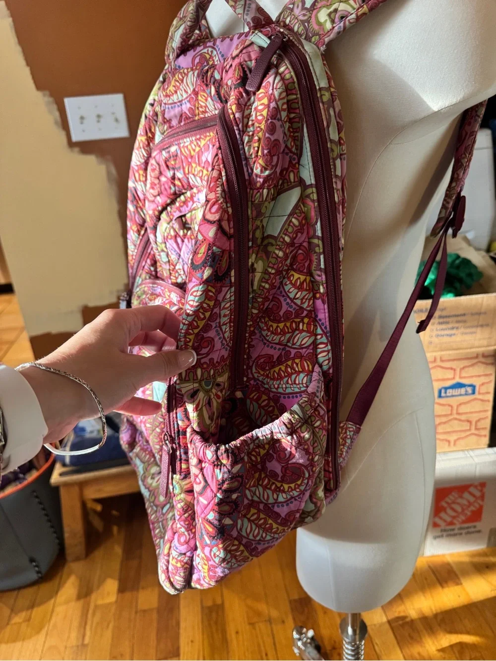 Vera Bradley Pink Paisley Floral Quilted Backpack